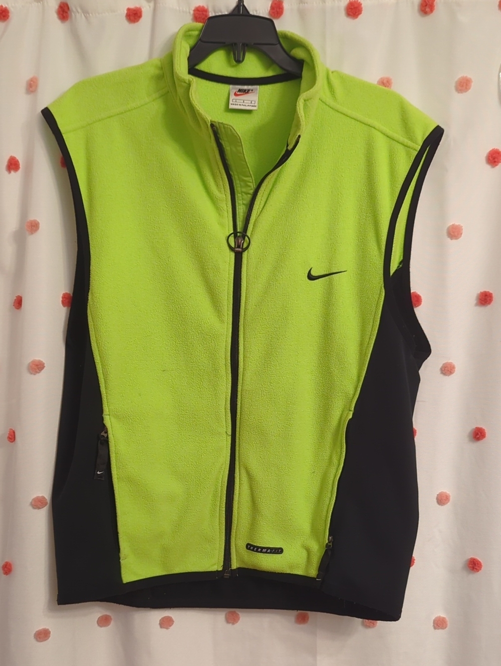 Nike Men’s Neon Green and Black Fleece Vest